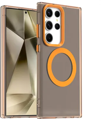Produktbild von Handyhülle für Samsung Galaxy S25 Ultra, Hülle Kompatibel mit MagSafe, Schlank Durchscheinend Matt Stoßfest Schutzhülle Orange