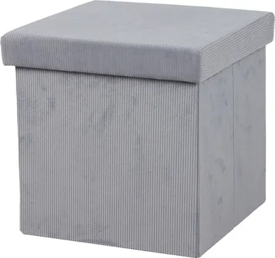 Produktbild von Urban Living Sitzhocker faltbar Sitzwürfel "VELOURS COTELÉ" 53508 hellgrau
