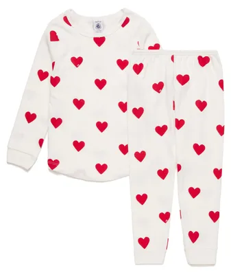 Productafbeelding van Petit Bateau meisjespyjama, wit met marshmallowprint / rood met terriersmotief, maat 6 jaar
