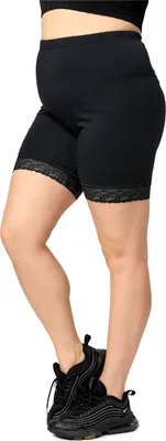 Image de Merry Style - Leggings courts pour femmes grandes tailles avec dentelle en coton MS10-459 (noir, 4XL)