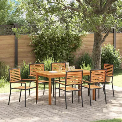 Imagen del producto de Maison Exclusive - Juego de mesa para jardín, 7 piezas, color , madera maciza de acacia