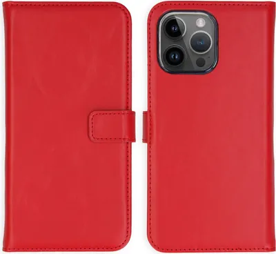 Immagine prodotto di Custodia a libro in vera pelle Selencia per iPhone 15 Pro Max - Rosso
