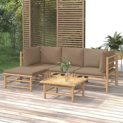 Produktbild von Maison Exclusive - 5-tlg. Garten-Lounge-Set mit Kissen Taupe Bambus