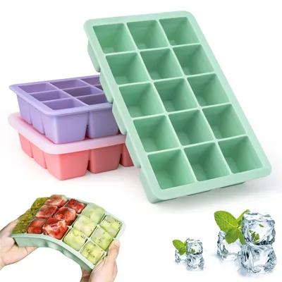 Eiswürfelformen 3er-Set, Silikon, stapelbar, 45 Würfel, BPA-frei