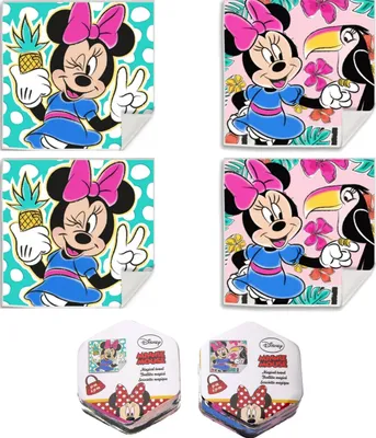 Produktbild von Minnie Mouse Zauberhandtuch Set für Kinder - 4-teilig, 30x30 cm, aus Baumwolle - Magische Handtücher für Mädchen & Jungen