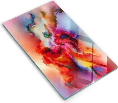 Produktbild von Glasschneideplatte - Herdabdeckplatte - 30x52 cm - Schneidebrett - Spritzschutz - Rauchabstraktion