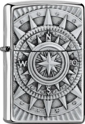 Produktbild von Zippo Feuerzeug Compass Emblem chrom Sturmfeuerzeug aus Metall nachfüllbar windfest