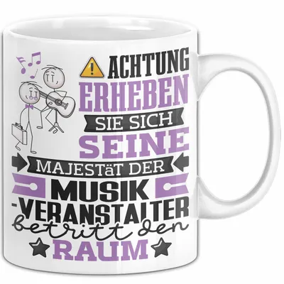 Produktbild von Musikveranstalter Geschenk Tasse Lustiger Spruch Erheben Sie Sich Der Musikveranstalter Betritt den Raum (Weiß)