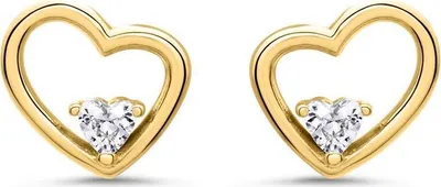 Produktbild von Goldener Ohrstecker Herz, 925er Silber + Zirkonia von JEWLIX SE1073