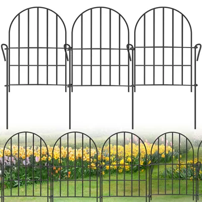 Gartenzaun 12-teilig, 42x31 cm, Metall, dekorativ, schwarz