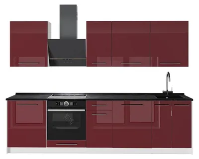 Obrázek produktu pro Kuchyňský kout Vicco Fame-Line Bordó červená vysoký lesk/Bílá 280 cm, PD Antracit, Model 64236