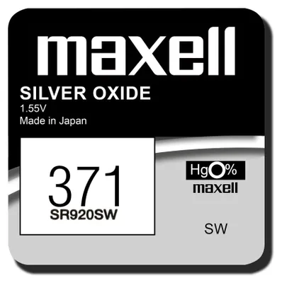 Image de Maxell 10x 371 pile horloge argent oxyde pile bouton SR920SW 1,55 V 1 blister 18290100