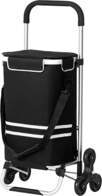 Produktbild von Faltbarer Einkaufswagen mit Treppensteiger und Kühlfach - 35 l - Schwarz