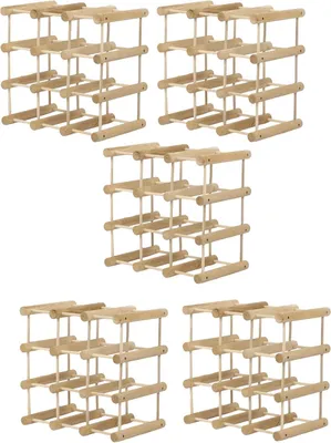 Produktbild von MODO24 Weinregal Modular, 72 Flaschen, 5 Module, Flaschenregal, Weinständer, Eiche Massivholz, Modul 36x36x24 cm, Natur Unbehandelt, RW7