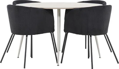 Produktbild von Plaza Essgruppe Tisch Ø120cm und 4 Flöhl Stühle mit Armlehnen beige.