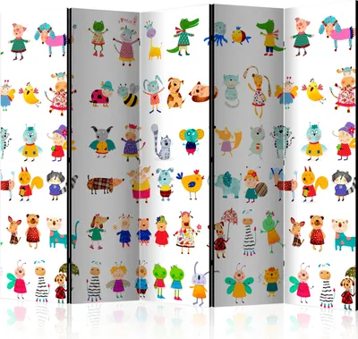 Obrázok produktu pre Jednostranný skladací paraván pre deti 225x172 cm 5-dielny viacfarebný