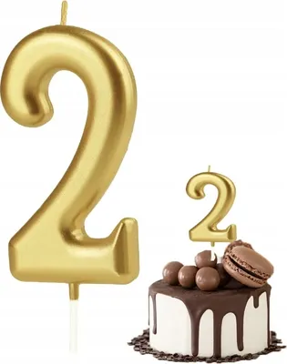 Produktbild von Geburtstag Kerze Nummer 2 Gold Metallic Zahl Für Geburtstagsparty