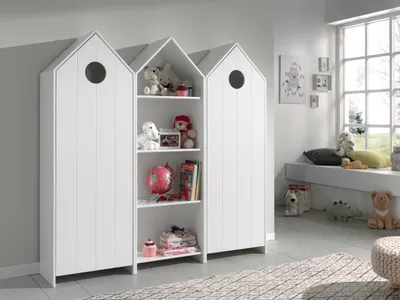 Image de CASAMI Set 3 pcs. composé de : Armoire à 1 porte avec façade en blanc, armoire à étagères, armoire à 1 porte avec façade en blanc