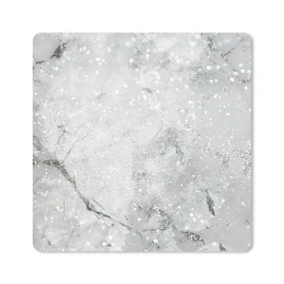 Produktbild von MuchoWow® Mauspad Mousepad Marmor - Glitter - Silber 20x20 cm - Mousepads - Maus Mat - Pad - Mausunterlage - Desk Mat - Bureauartikeln