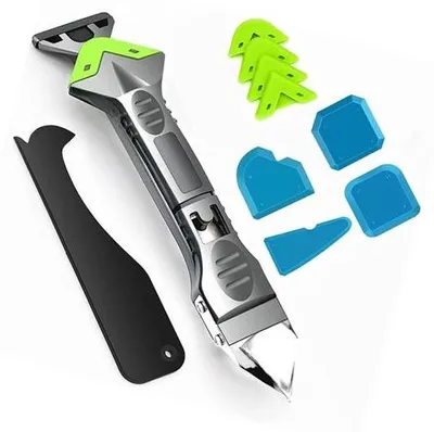 Immagine prodotto di Kit in silicone per uso generale - 5 in 1 - Set di strumenti - Kit per la finitura - Kit per la rimozione - Acciaio inossidabile - Compatto - Design resistente - Utensile multifunzione