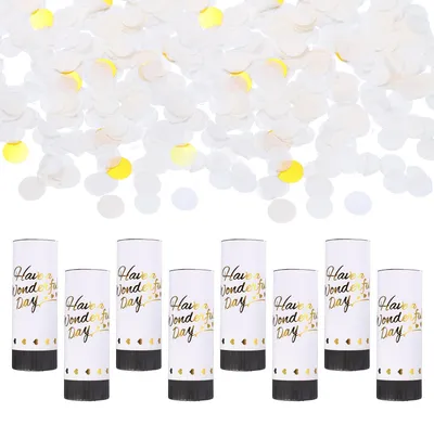 8 Konfettiknaller, weiß, 10 cm, für Hochzeit & Party