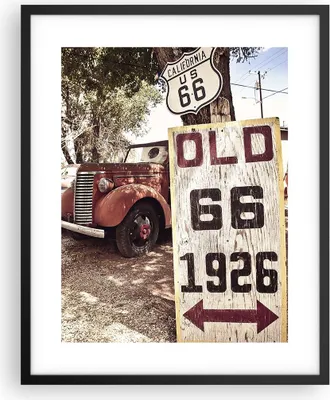 Produktbild von Gerahmtes Poster - Schwarzer Rahmen - Straße alt 66 USA - 40x50 cm - Wand Bild - Wanddeko - Wandbilder - Kunstposter - Wandposter - Bilderrahmen - Bilder - Kunstdruck - Wandbild - P2BPA40x50-3562
