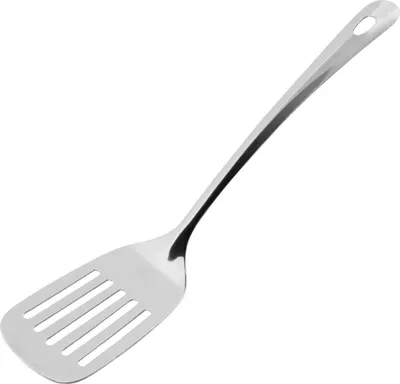Produktbild von Fackelmann Pfannenwender 33 cm LARA, Küchenhelfer aus Edelstahl, Schlitzwender mit praktischer Öse (Farbe: Silber)