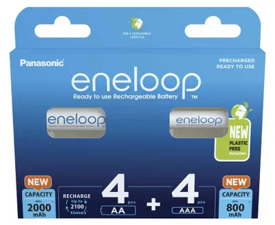 Produktbild von 2x4 Panasonic Eneloop Kombipack 4xAA + 4xAAA Akkus BK-KJMCDE44E