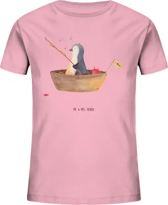 Produktbild von Mr. & Mrs. Panda Kleinkinder T-Shirt Pinguin Angelboot 7-8 Jahre (122/128) - Baumwolle Pink - Geschenk, Angeln, Teenager, Boot, Kinder-T-Shirt, Kinder Bio, Baumwoll