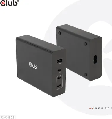 Produktbild von Club3D Ladegerät 3xUSB Typ C. 1xUSB Typ A. PD 132W. GaN retail
