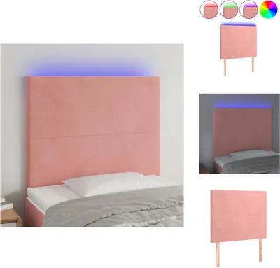 Produktbild von vidaXL LED Kopfteil Rosa 80x5x118/128 cm Samt -  Kopf- & Fußenden