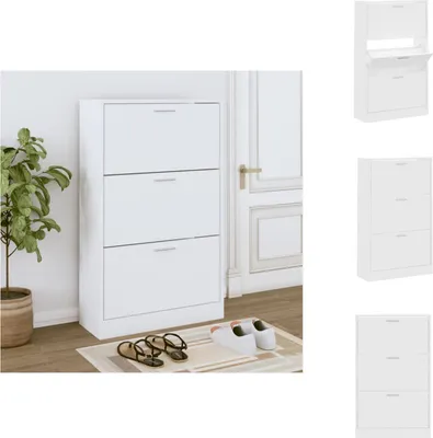 Obrázek produktu pro vidaXL Botník bílý 63x24x103 cm materiál na bázi dřeva - Botníky a skříně