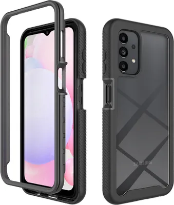 Produktbild von Galaxy A13 4G Hülle, Hybrid Transparente Rückseite Robust TPU Bumper Rutschfest Stoßfest Ganzkörper Schutzhülle für Samsung Galaxy A13 4G Schwarz