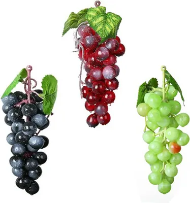 Productafbeelding van Kunstdruiven - Set van 3 - Namaakdruiven Tros - Decoratiefruit - Voor Schaal en Etalage