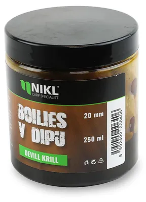 Obrázek produktu pro Nikl Boilies V Dipu Devill Krill 250 ml 20 mm
