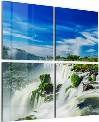 Produktbild von DEQORI Glasbild Echtglas 4x50x50 cm 'Imposante Wasserfälle' Wandbilder XXL groß