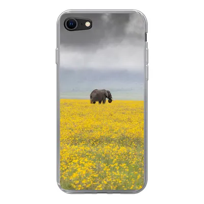 Produktbild von MuchoWow® Handyhülle Schutzhülle Hülle für iPhone 8 Elefant - Blumen - Natur - Gelb - Tiere Silikon Softcase Handy Hülle - Schutzhaube