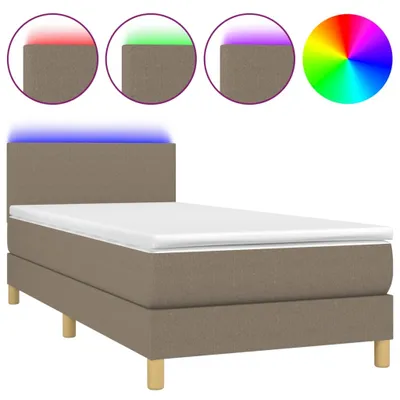Produktbild von vidaXL Boxspringbett mit Matratze & LED Taupe 90x200 cm Stoff