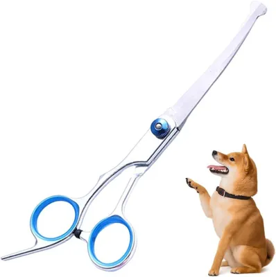 Imagen del producto de Tijeras curvas para el pelaje con punta redonda de seguridad, de 16 cm, para perros y gatos