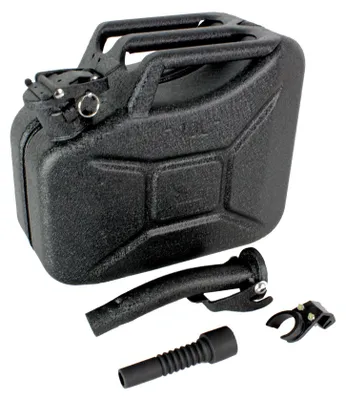 Produktbild von Kraftstoffkanister Metall 10L Hammerschlag kratzfest inkl. Ausgießer + Halter schwarz UN-Zulassung