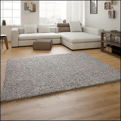 Produktbild von TT Home Hochflor Shaggy Teppich Preishammer Uni Einfarbig in Grau Modern Größe 120x170 cm