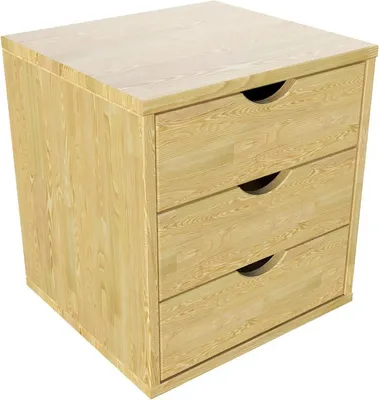 Produktbild von Schubladencontainer Honig aus massivem Pinienholz 3 Schubladen 40 cm breit 46 cm hoch
