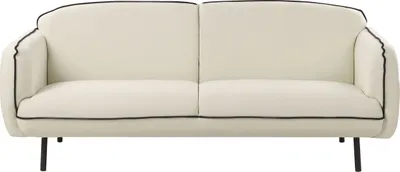 Produktbild von BELIANI Sofa Hellbeige Stoffbezug 3-Sitzer mit Schwarzen Metallbeinen Armlehnen Biese Retro-Design Dreisitzer Wohnzimmer Büro Arbeitszimmer Möbel