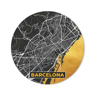 Produktbild von MuchoWow® Mauspad Mousepad Barcelona - Stadtplan - Karte - Gold 50x50 cm - Mousepads - Maus Mat - Pad - Mausunterlage - Vinyl
