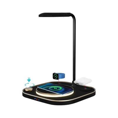 Produktbild von 4in1 LED Ladestation Tischlampe Wireless Charger kabellos Leselampe Leuchte