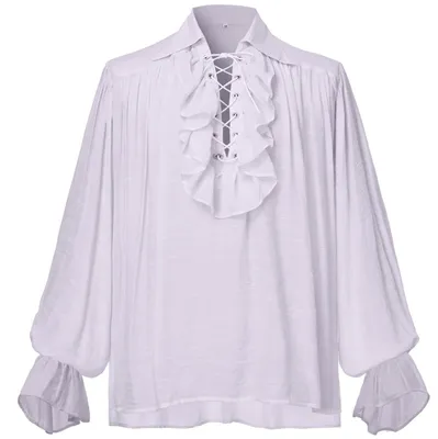 Imagen del producto de Camisa de pirata, estilo del siglo XVIII - Traje medieval - Camisa gótica - Mangas largas - Mezcla de algodón y lino - Cómoda y transpirable - Camisa de traje