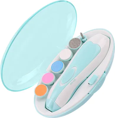 Produktbild von Baby-Nagelschneider, elektrisches Polier- und Pflegeset, 6 Schleifköpfe für Neugeborene, Kleinkinder, Blau