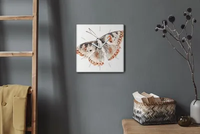 Produktbild von Coloray Hodiny Unikátní 30x30 cm  Tiché hodiny Pro obývací pokoj a kuchyň Nástěnné hodiny Plátno Bílé ručičky hodin - Hmyz motýl