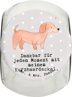 Produktbild von Mr. & Mrs. Panda Dose Dackel Kurzhaardackel Moment XL 2000ml - Grau Pastell - Geschenk, Dachshund, Teckel, Vorratsglas, schraubglas, Keksdose, Bonbonglas, Vorratsbehälter