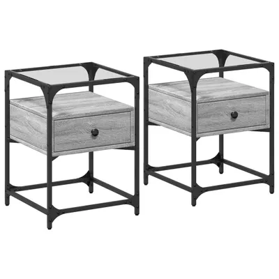 Immagine prodotto di Comodini 2pz Grigio Sonoma 40x40x55 cm in Legno Multistrato